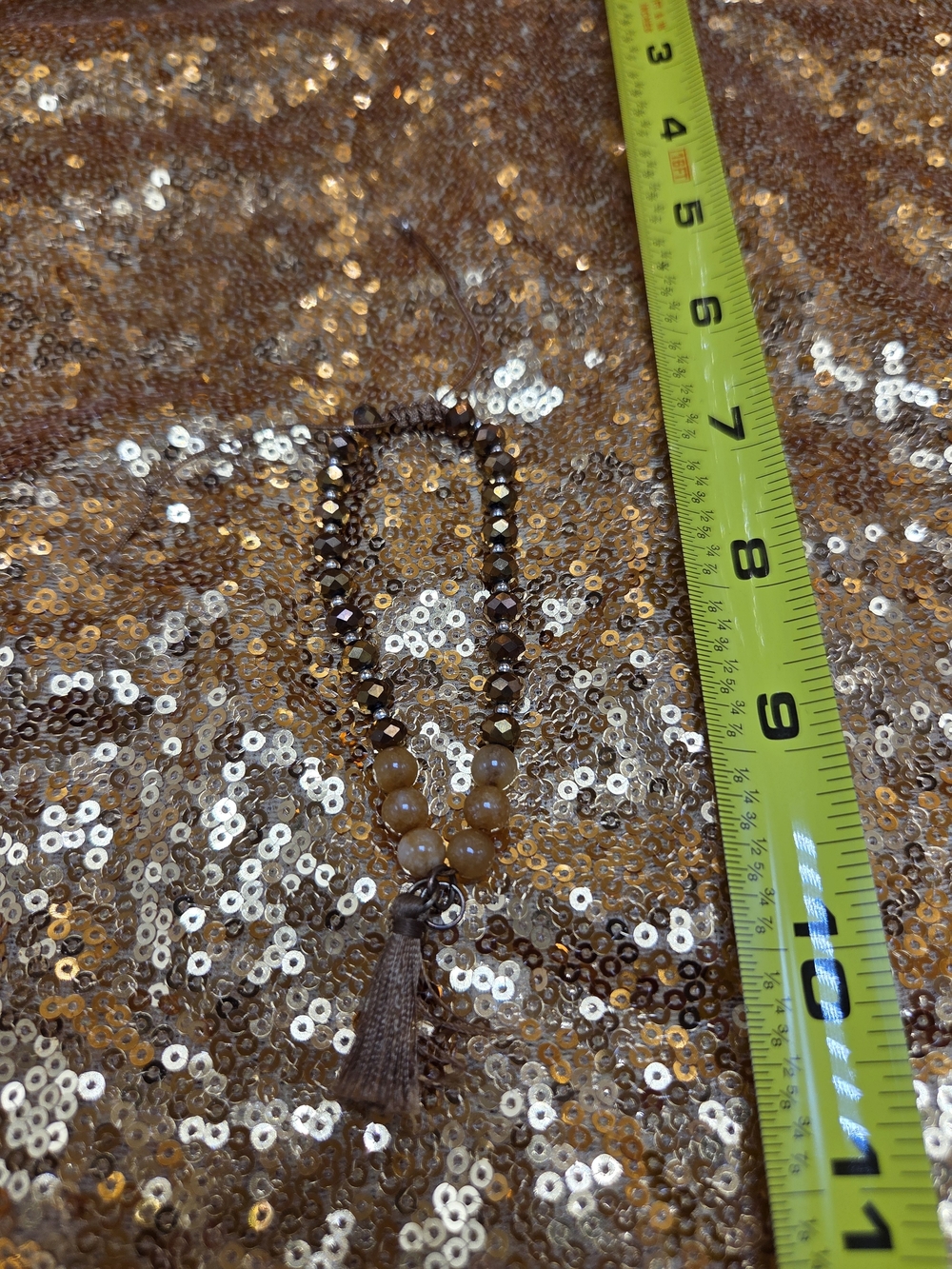Beaded Brown Tassel Bracelet - Unbranded